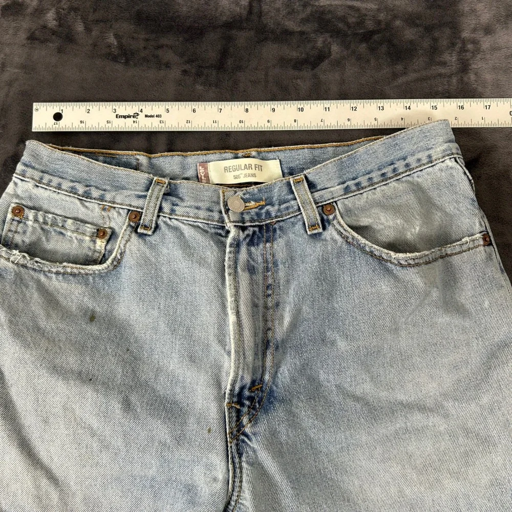 Levi's 505 Regular Fit Jeans Mens W34 L32 Light Wash Denim Straight Leg